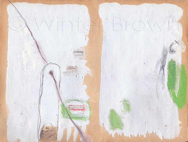 looking for charms looking for charms - painted book page by Native Canadian artist Winter Brown