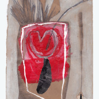 London shapeshifter 2 - mixed media collage on paper by Native Canadian painter Winter Brown