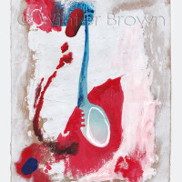 London shapeshifter 3 - mixed media collage on paper by Native Canadian painter Winter Brown